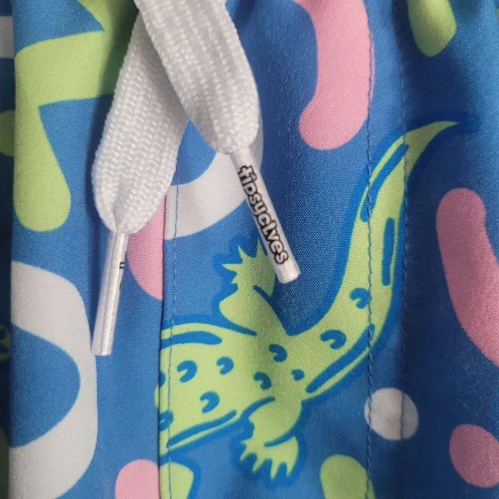 Tipsy‎ Elves Gator Rager Stretch Lined Swim Trunks Men's Size Large Beach Shorts